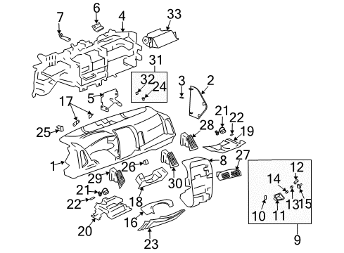 2005 Cadillac CTS Deflector Assembly, Instrument Panel Outer Air Outlet *Ebony Diagram for 25749972