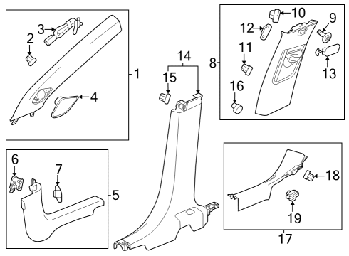 2024 Buick Encore GX Interior Trim - Pillars Diagram