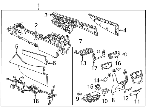 2019 Cadillac CTS Console Assembly, Front Floor *Cashmere E Diagram for 84334302