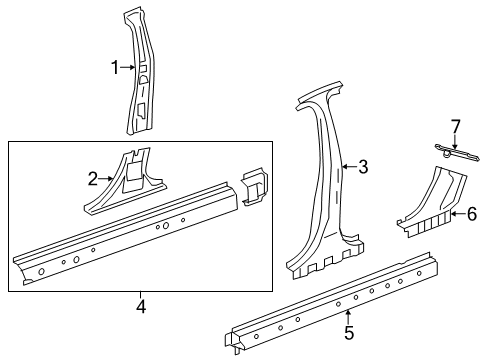 2011 Chevy Volt Center Pillar & Rocker Diagram