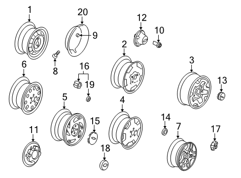 1995 Chevy S10 Wheel Trim Cover *Gold Outline Diagram for 12546635