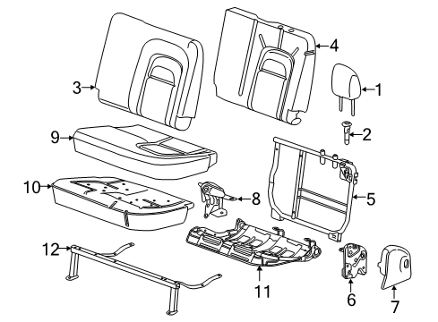 2019 GMC Canyon Frame Assembly, Rear Seat Back Diagram for 84120330