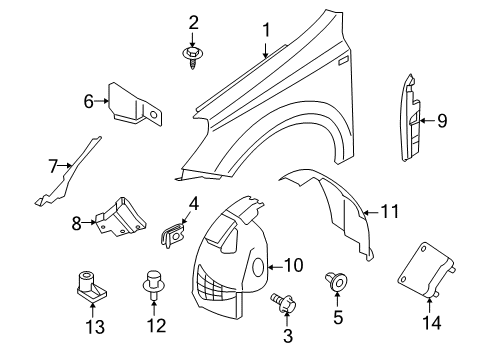 2008 Saturn Astra Fender,Front Diagram for 93178666