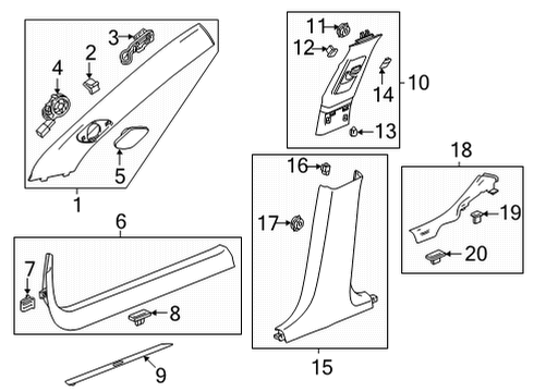 2023 Cadillac CT4 Interior Trim - Pillars Diagram