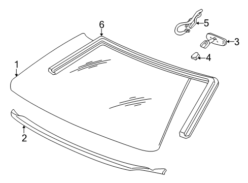 2003 Buick Regal Windshield Glass, Reveal Moldings Diagram