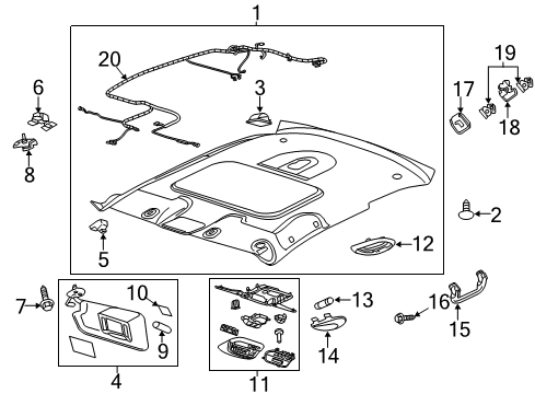 2006 Chevy Monte Carlo Sunshade Asm RH *Opel*Opel Gray Diagram for 19149239