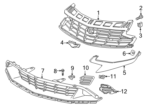 2023 Chevy Camaro Emblem Assembly, Front Grl *Chrome W/Gol Diagram for 84690305