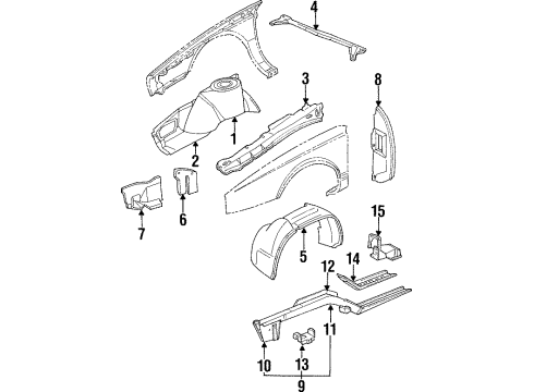 1991 Cadillac Seville Brace Assembly, Front End Sheet Metal Cr Diagram for 3532314