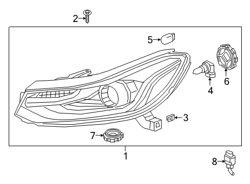 2019 Chevy Trax Cover Assembly, Headlamp Bulb Access Diagram for 42505956