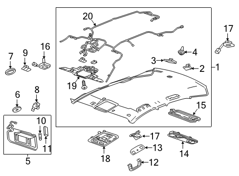 2015 Cadillac ATS Panel Assembly, Headlining Trim *Platinum Diagram for 23246675