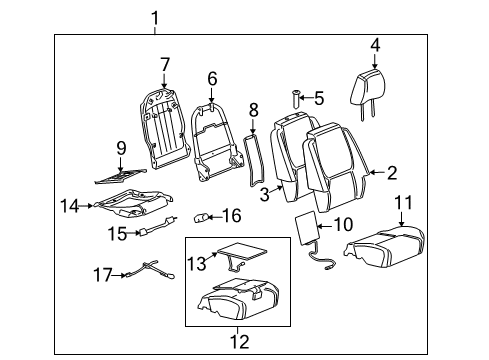 2009 Chevy Equinox Front Seat Components Diagram 3 - Thumbnail