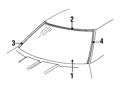 1993 Chevy Corvette Molding, Windshield Diagram for 10045695