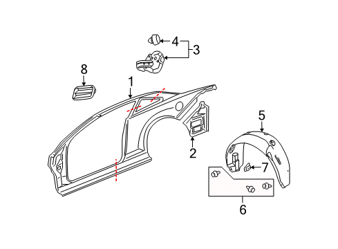 2008 Pontiac G5 Quarter Panel & Components Diagram