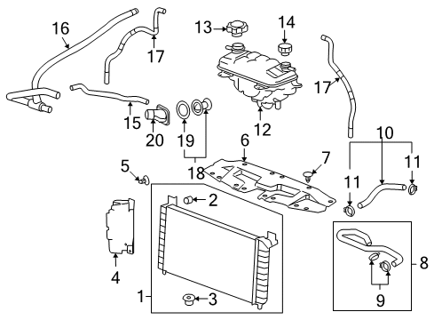 2009 GMC Sierra 1500 Radiator & Components Diagram 3 - Thumbnail