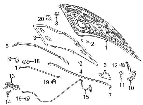 2014 Cadillac ELR Hood & Components Diagram