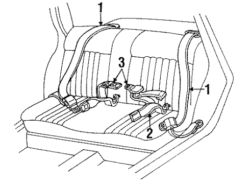 1989 Chevy Corsica Rear Seat Belt Kit (Buckle Side) Sapphire Diagram for 12330672