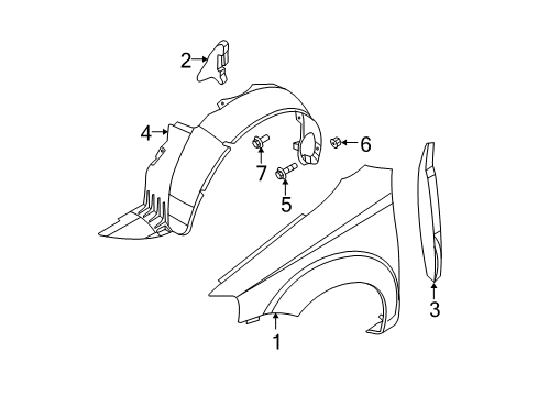 2010 Chevy Aveo5 Fender,Front Diagram for 95198278