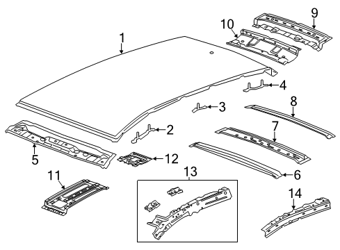 2012 Chevy Captiva Sport Reinforcement,Roof Inner Front Side Rail Diagram for 25874809