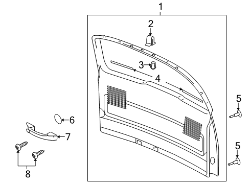 2008 Chevy Uplander Panel Assembly, Lift Gate Trim Finish *Medium Cashmere Diagram for 15223662