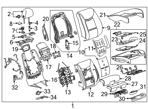 2016 Cadillac XTS Housing, Passenger Seat Head Restraint Speaker (Lower) Diagram for 22970565