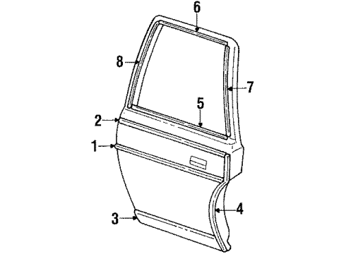 1985 Cadillac Fleetwood Molding Diagram for 20214809