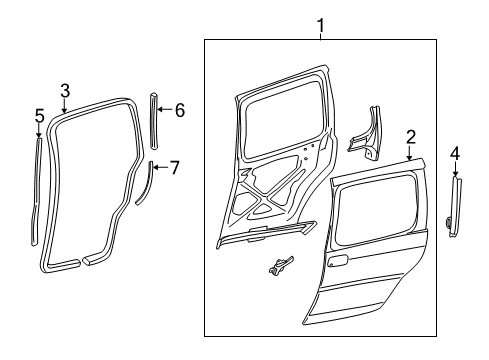 2000 Pontiac Montana Side Loading Door - Door & Components Diagram