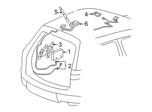 2009 Chevy Traverse Base Assembly, Radio Antenna Diagram for 25839396