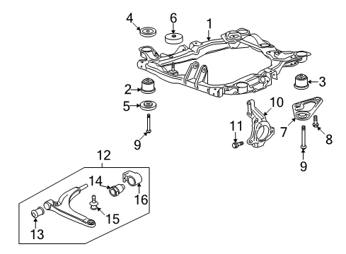 2007 Saturn Aura Front Suspension, Control Arm, Stabilizer Bar Diagram 2 - Thumbnail