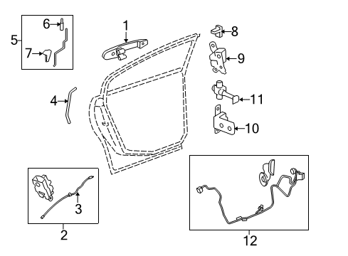 2006 Buick Lucerne Rod Assembly, Rear Side Door Outside Handle Diagram for 25756318