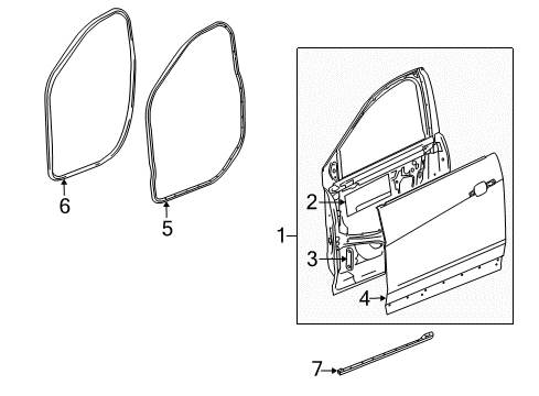 2011 Cadillac SRX Front Door, Body Diagram