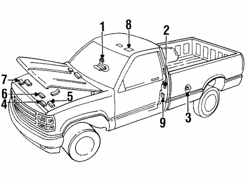 1994 Chevy K1500 Information Labels Diagram