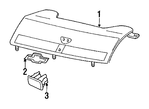 1986 Chevy Spectrum Radiator Grille Emblem Diagram for 94341548