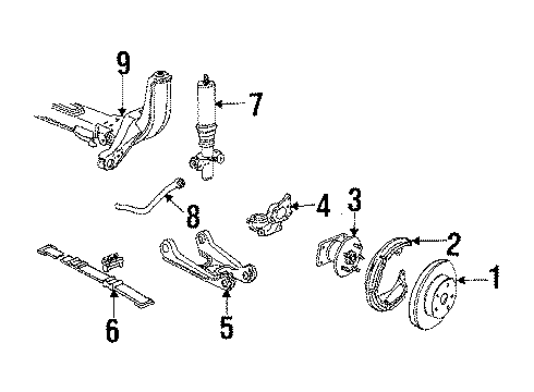 1990 Cadillac Eldorado Rear Suspension, Control Arm Diagram 1 - Thumbnail