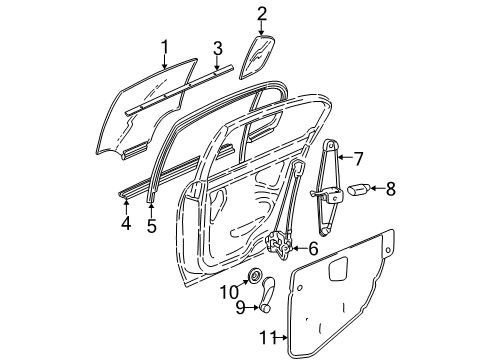 2002 Chevy Malibu Deflector, Rear Side Door Water Diagram for 22696519