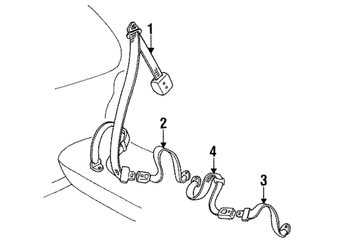 1990 Pontiac LeMans Seat Belt Diagram for 90244564