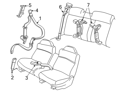 2000 Buick Century Front Seat Belts, Rear Seat Belts Diagram