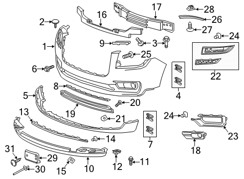 2013 GMC Acadia Front Bumper Diagram