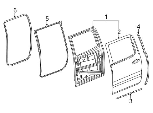 2020 GMC Yukon XL Rear Door, Body Diagram