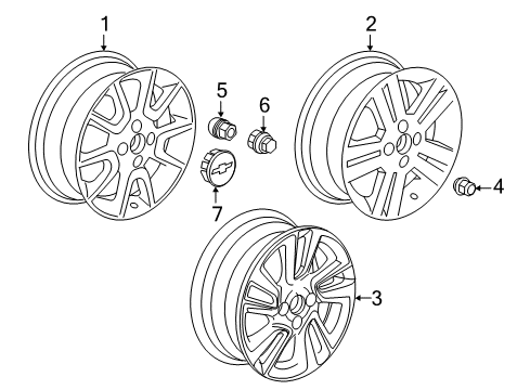 2015 Chevy Spark Wheels, Covers & Trim Diagram