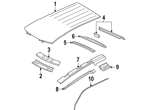 1998 Oldsmobile Silhouette Roof & Components Diagram