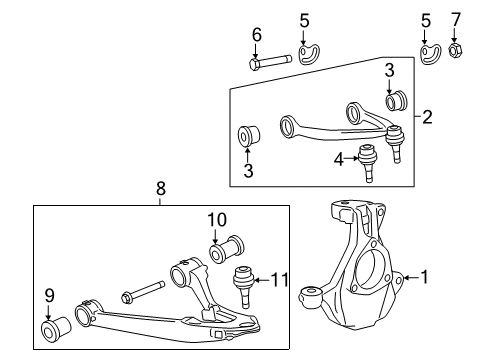 2014 GMC Sierra 1500 Front Suspension, Control Arm Diagram 1 - Thumbnail