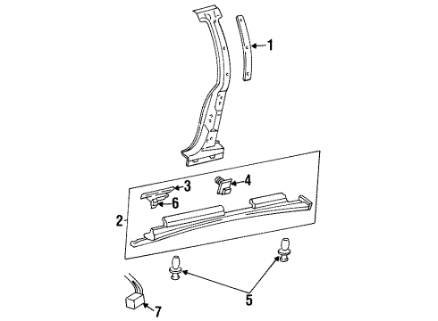 1995 Oldsmobile Aurora Retainer Assembly, Rocker Panel Molding *Natural Diagram for 16615006