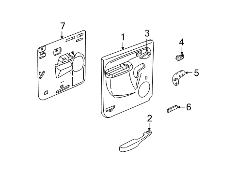 2002 Chevy Avalanche 2500 Panel Assembly, Rear Side Door Trim *Graphite Diagram for 15086618