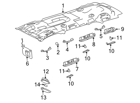 2003 GMC Envoy XL Interior Trim - Roof Diagram