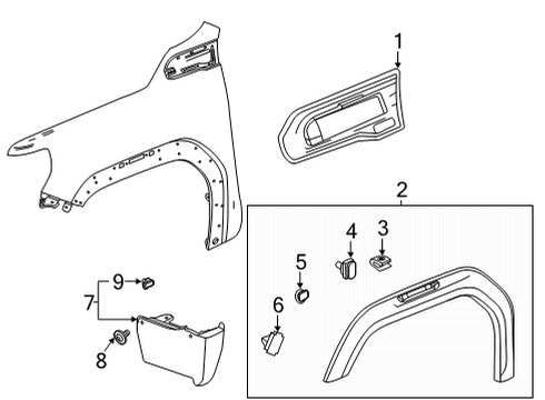 2020 GMC Sierra 3500 HD Exterior Trim - Fender Diagram