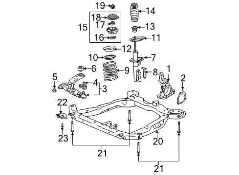 2006 Saturn Ion Front Lower Control Arm Assembly Diagram for 19207818