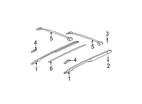 2005 Chevy Trailblazer EXT Rail Assembly, Luggage Carrier Side (Steel) Diagram for 15254142