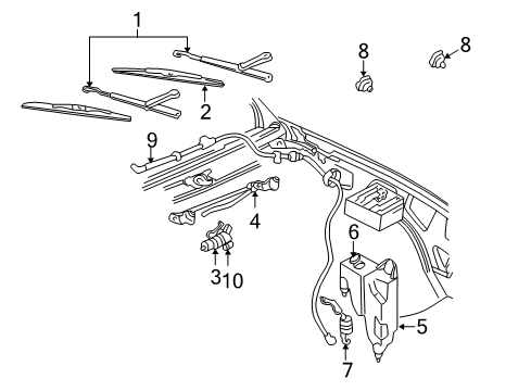 2004 Chevy Blazer Wiper & Washer Components, Body Diagram