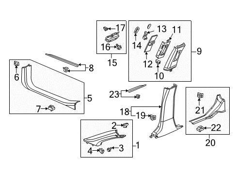 2005 Cadillac STS Cover,Center Pillar Upper Trim Panel Bolt *Cashmere Diagram for 89023303