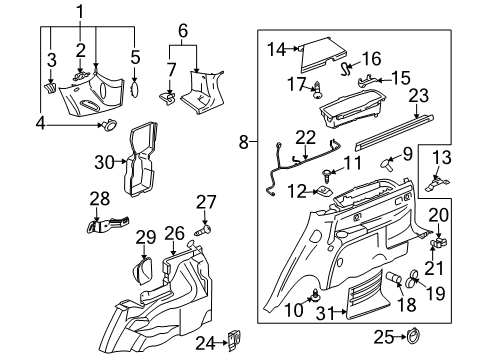 2008 Cadillac SRX Switch Assembly, Rear Seat #2 Folding Actuator *Ebony Diagram for 25773273